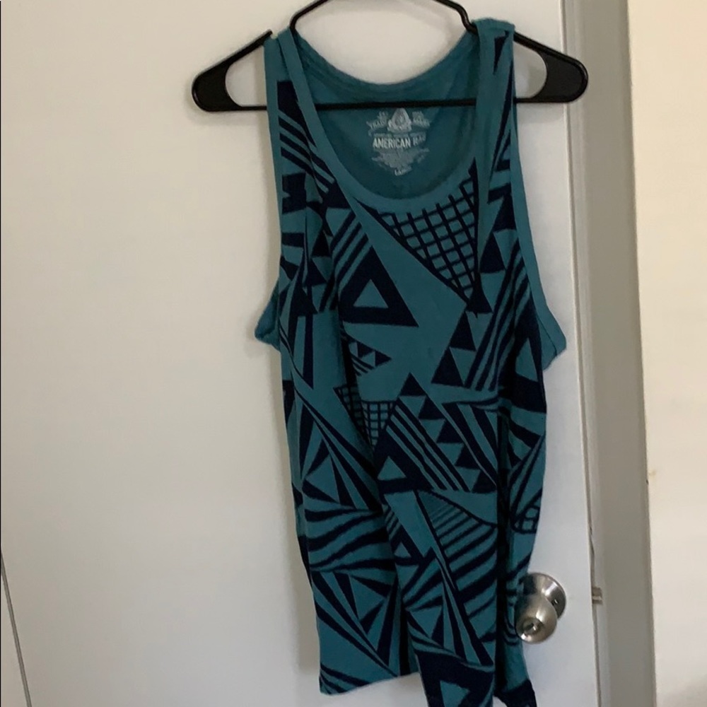 Blue and black tank top